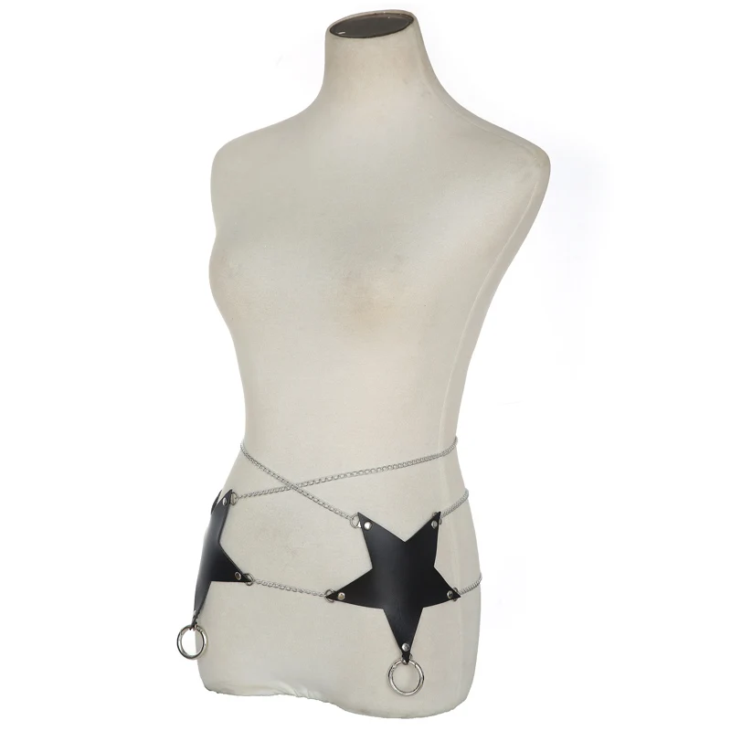 Pentagram Festival chain belt Goth Big Star Leather Punk Belly Chain Girls Waist costume accessory fashion party Jewelry |
