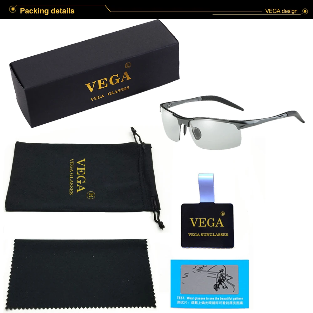 VEGA Polaroid, фотохромные солнцезащитные очки для вождения, для мужчин и женщин, поляризованные HD солнцезащитные очки ночного видения, фотохромные желтые очки 231