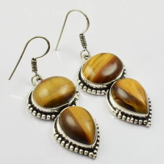 

Tiger Eye , Silver Overlay on Copper Earrings, , 54mm , E1956