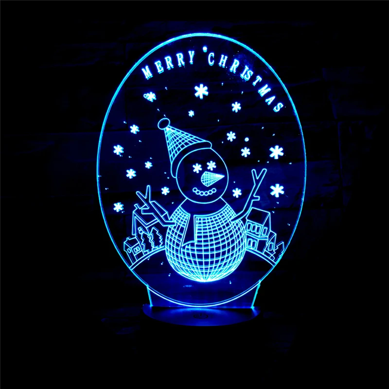 Snowman 3D Illusion Light Christmas LED USB Table Desk Lamp Night Awesome Xmas Gift Home Bedroom Decoration | Лампы и освещение
