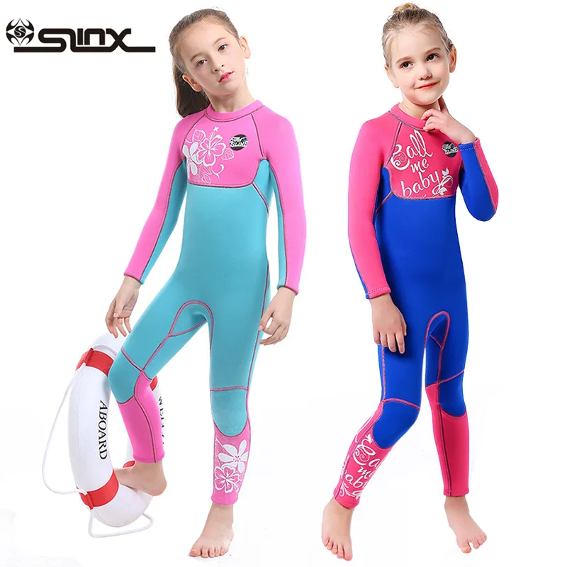 

SLINX 3mm Neoprene Girls' One-piece Scuba Wetsuit Long-sleeve Diving Suit Swimwear for Surfing Swimming Snorkeling Keep Warm