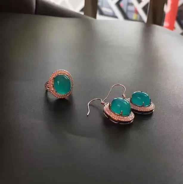 fine jewelry free shipping Amazonite set female Tianhe stone bracelet ring Earring Necklace 925 Silver band fluorescent no | Украшения и