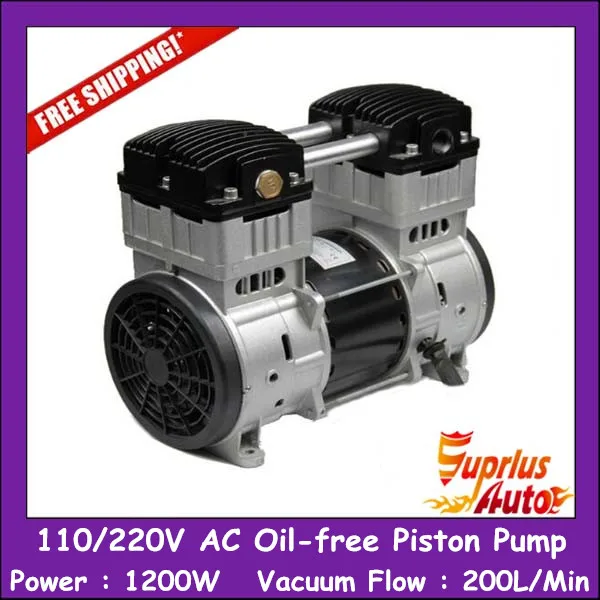 

Free Shipping HYW-1200 AC 110/220V 1200W Power Oil-free Piston Compressor Pump With 200L/Min Vacuum Flow