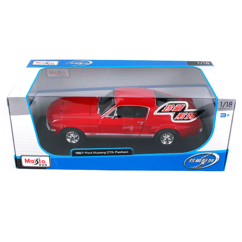 Модель автомобиля Maisto 1:18 1967 Ford Mustang GTA Fastback литая модель новая игрушка в коробке