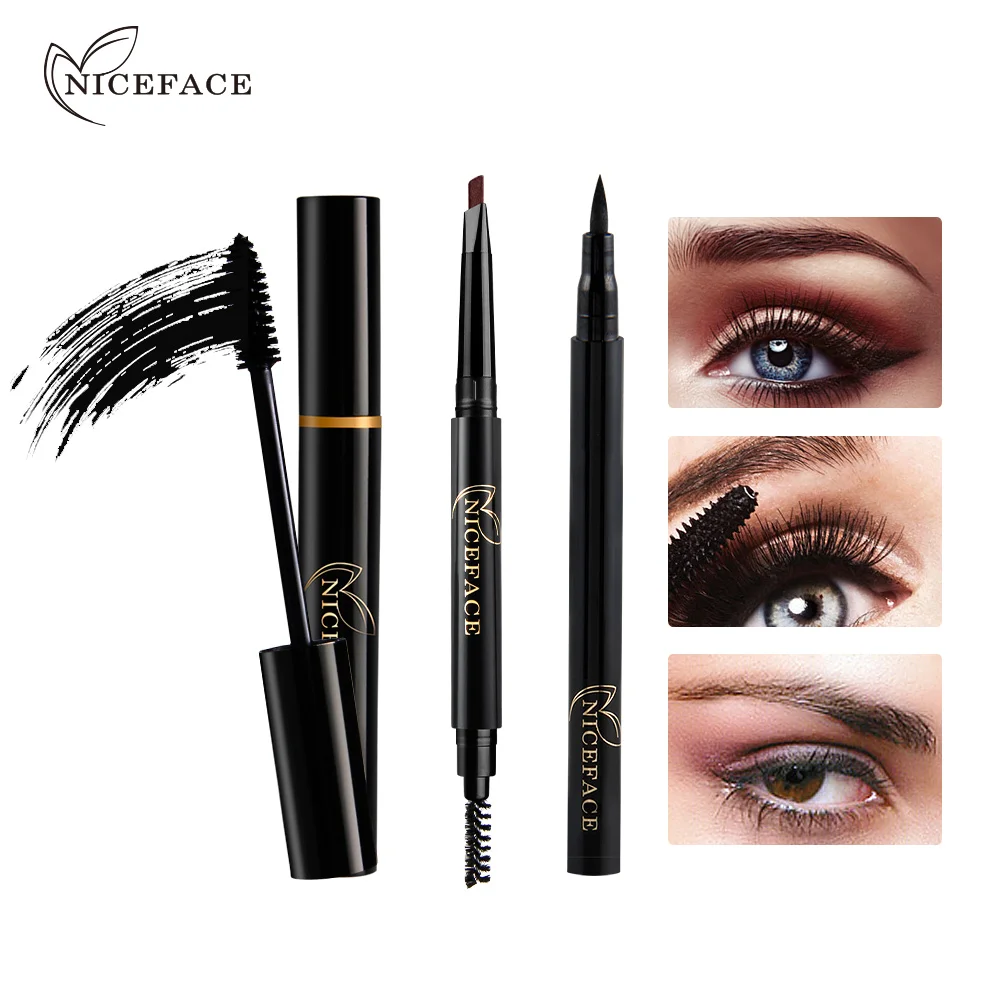 NICEFACE 3 шт. набор для макияжа глаз тушь завивки водостойкая жидкая подводка