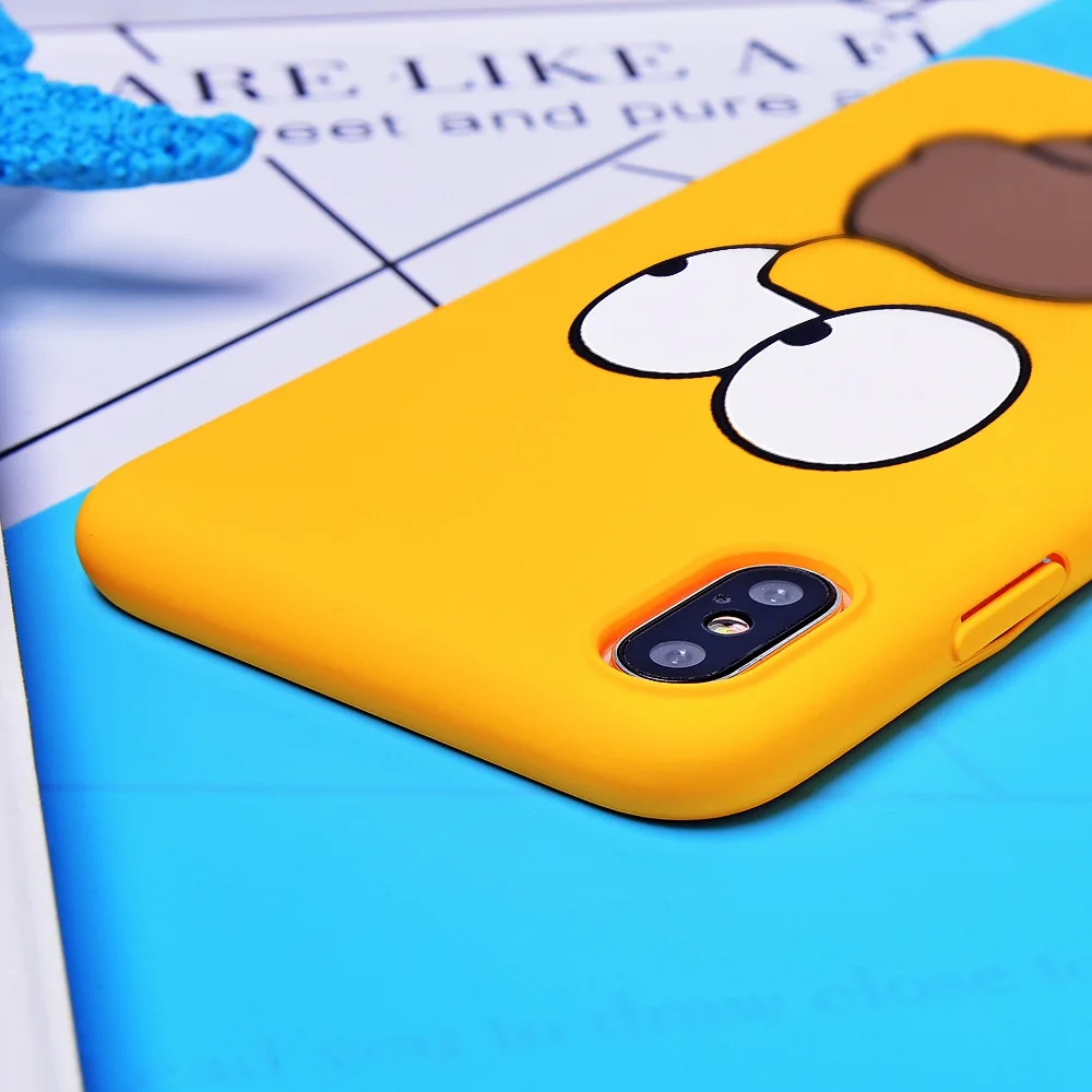 Милый мультфильм чехол для iPhone 7 6 6S 8 плюс Чехол X 10 Забавный средний палец желтый