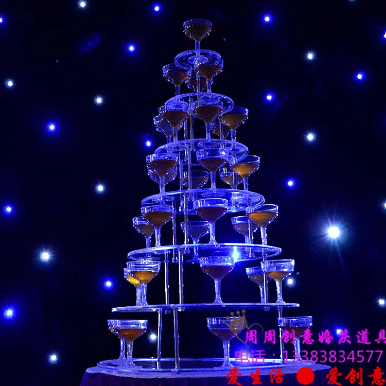 Акриловая башня для шампанского с 7 ярусами (за исключением чашек и света) банкета