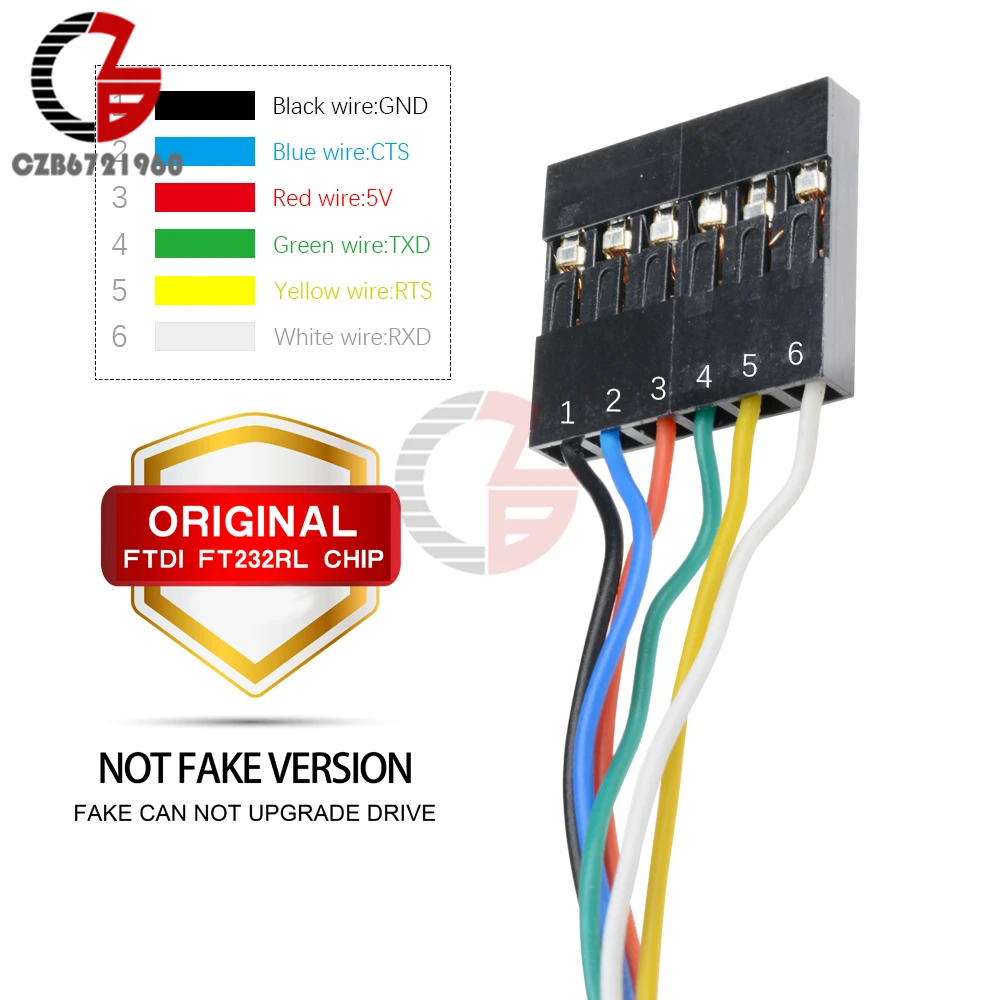 Оригинальный 1 м 6 контактов 5 в FTDI FT232RL FT232 USB к TTL RS232 последовательный загружаемый