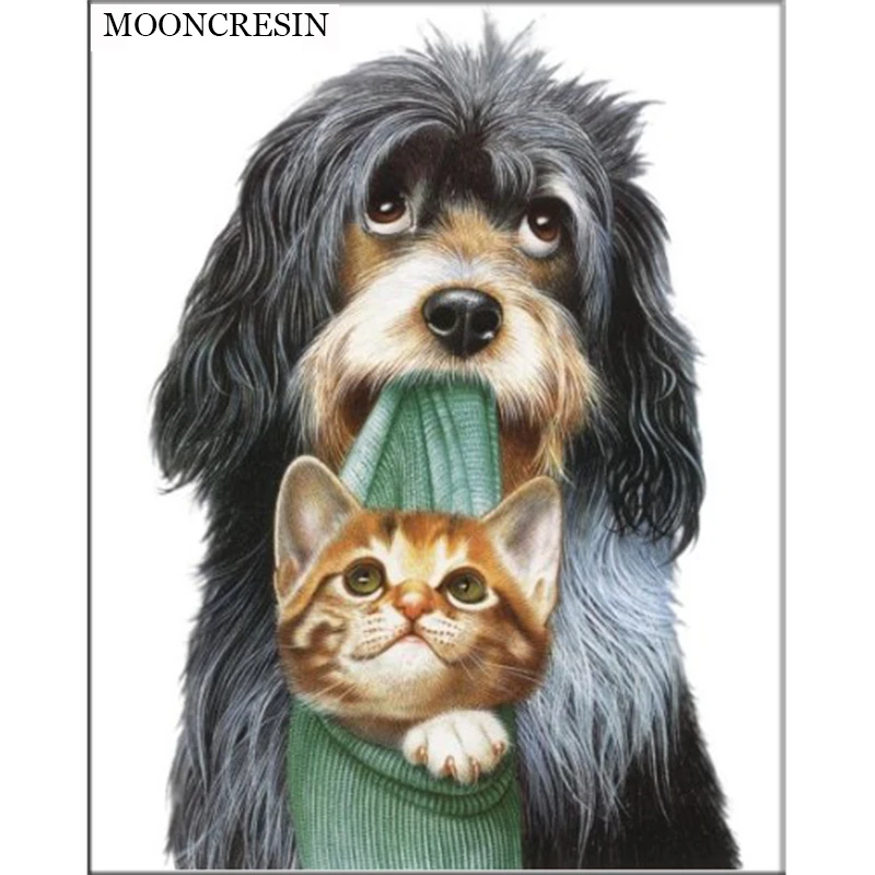 

Diy 5D Diamond Painting Full Round Animal Dog & Cat Pattern Diamond Embroidery Cross Stitch Rhinestone Mosaic Painting Decor