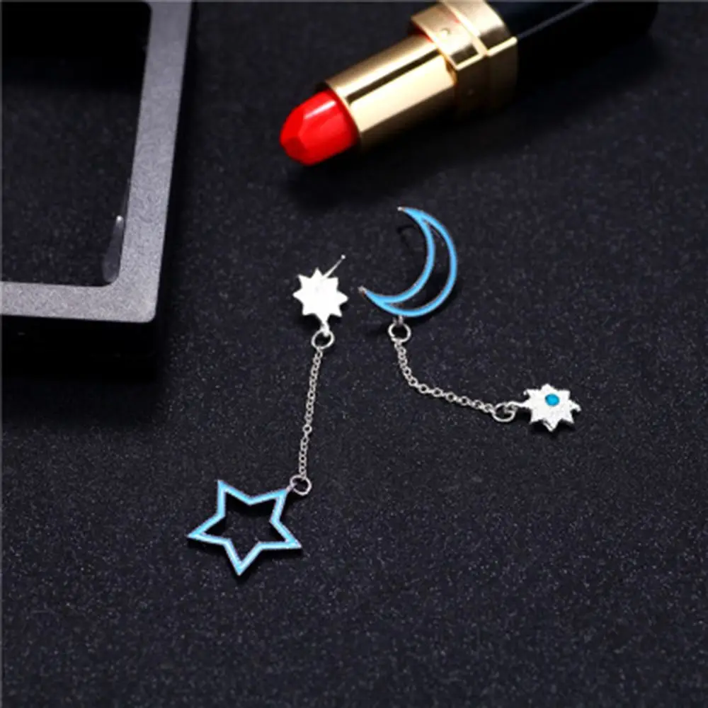 

1 Pair OPPOHERE New Fashion Elegant Blue Stars Earrings Long Tassel Dangle Earrings For Women Jewelry Earring