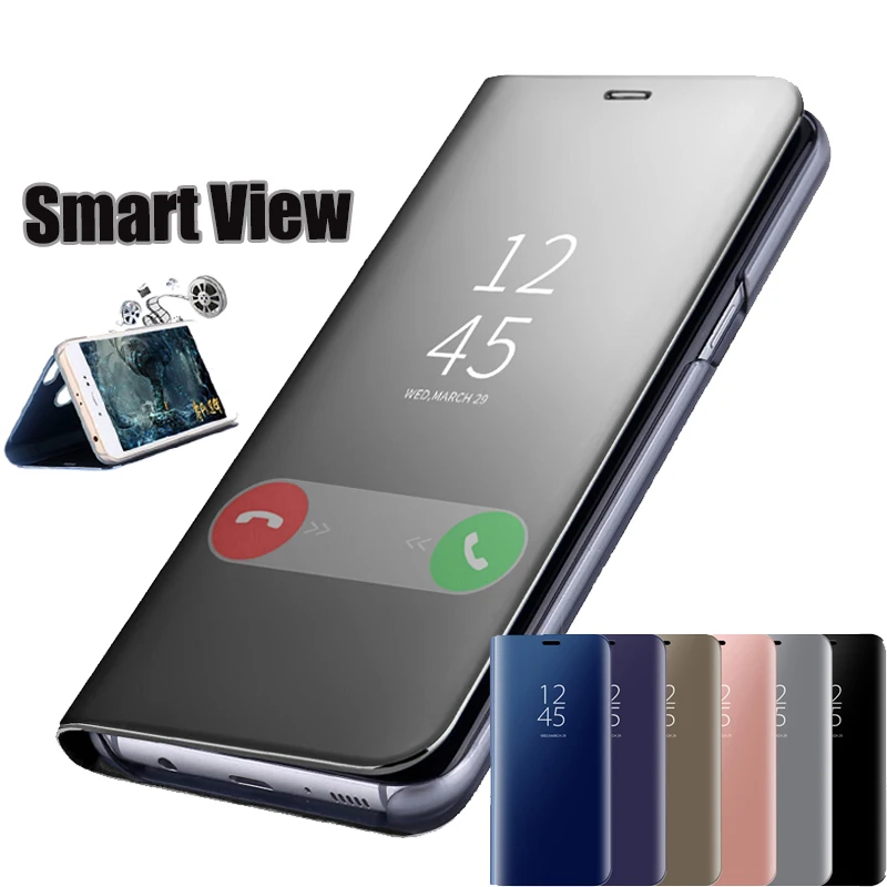 Умный кожаный зеркальный чехол с откидной крышкой для Xiaomi Mi 9T CC9E 9 8 SE A1 Mix Max 3 Redmi 7A 6