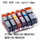 Чернильный картридж PGI 425BK CLI 426BK C M Y GY, совместимый с canon PIXMA MG6140 MG6240 G8140 MG8240, полноразмерные чернила, 6 цветов