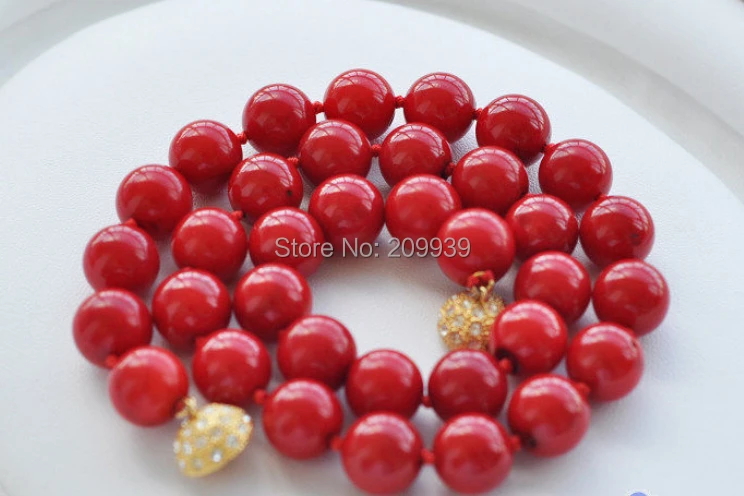 

AAA 18" 17.5mm red round coral bead NECKLACE