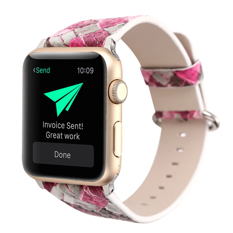 Многоцветная Бриллиантовая решетка узорная лента для Apple Watch 38 мм 42 кожаный