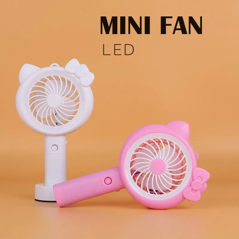 Cute Cat Pattern Three-vane Mini USB Fan for Office Home Portable Computer PC Electric Laptop with Led Light | Бытовая техника
