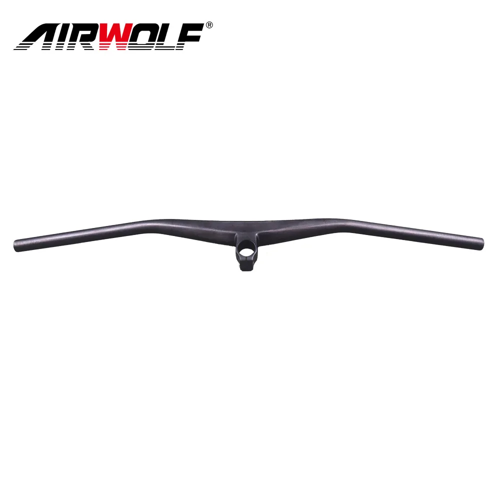 Airwolf горного велосипеда, руль для велосипеда из углеродного волокна, Mtb Интегрированный Плоский руль из углеродного волокна 2 ° градусов с 40/50/60/70 мм стволовых углеродное волокно MTB руль