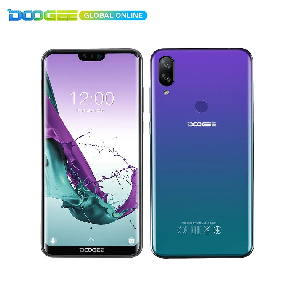 DOOGEE N10 мобильного телефона 5,84 дюймов FHD+ 19:9 Дисплей 16.0MP Восьмиядерный, 3 Гб оперативной памяти, Оперативная память 32GB Встроенная память Фронтальная камера 3360 мАч Android 8,1 4glte
