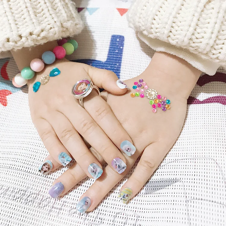 Наклейки для ногтей Disney frozen elsa anna новые белые наклейки девочек в стиле Белоснежки