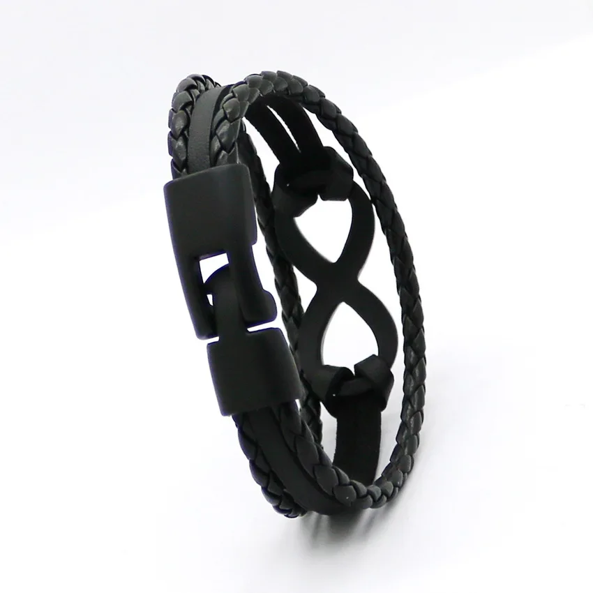 2017 черный посеребренный Бесконечный Браслет 7 цветов 8 слов амулеты браслеты из