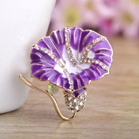 madrry fashion jewelry morning glory flower enamel brooches gold color crystal corsage pins mujer dress gorro pin badge broche
