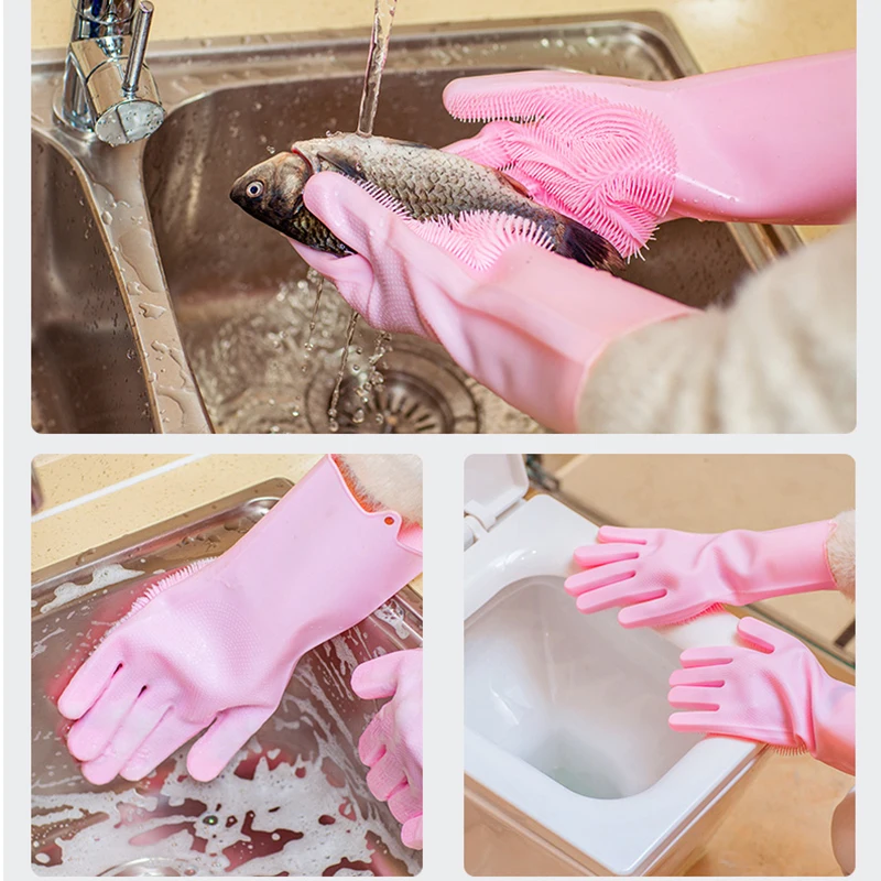 Magic Silicone Dish Washing Gloves Kitchen Accessories Dishwashing Glove Household Tools for Cleaning Car Pet Brush |