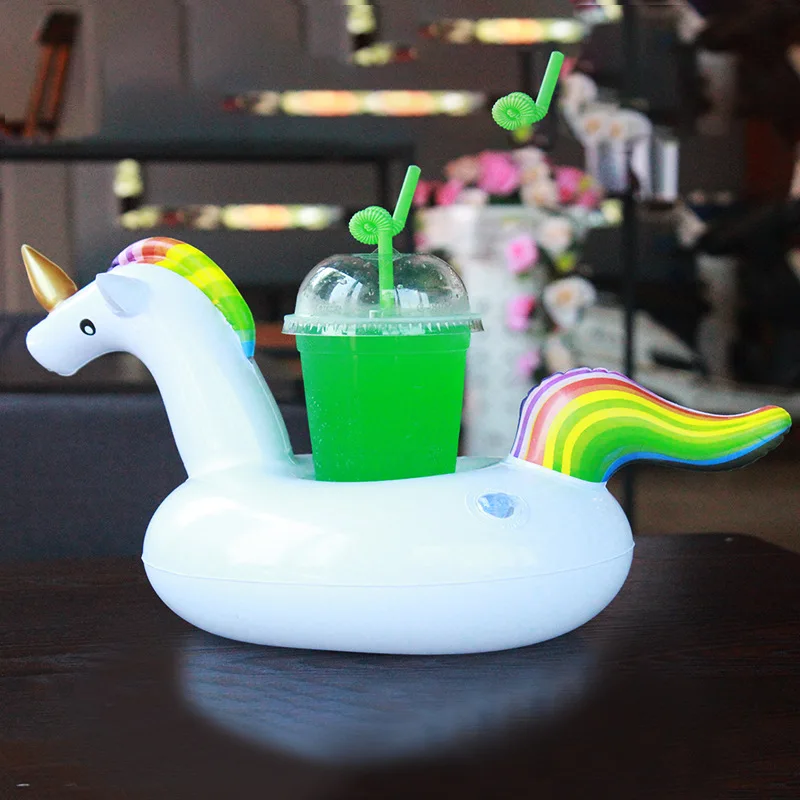 

12pcs Mini Unicorn Drink Floating Inflatable Cup Holder Phone Holder Creative Vaction Party Supply Decoration Summer Water Toys