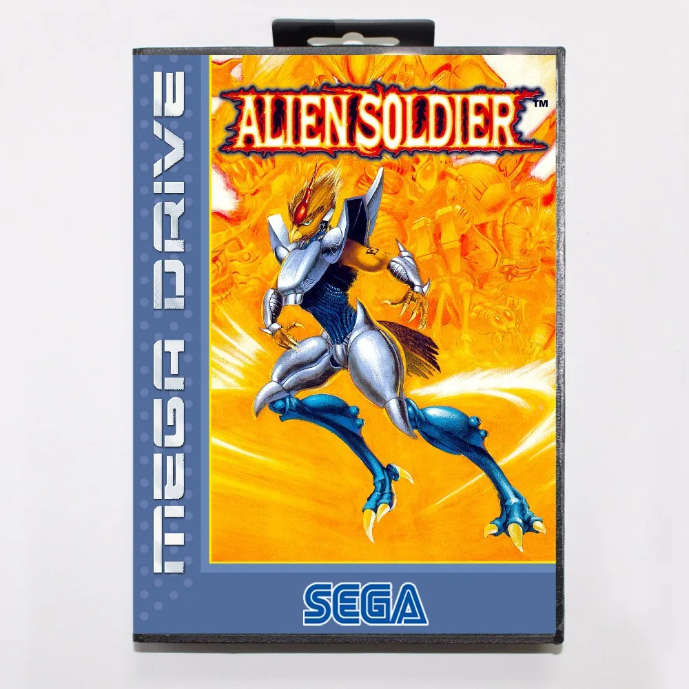 Чужой солдат 16 бит MD карточная игра с коробку для Sega игры Mega Drive Genesis|alien soldier|16 bitmd