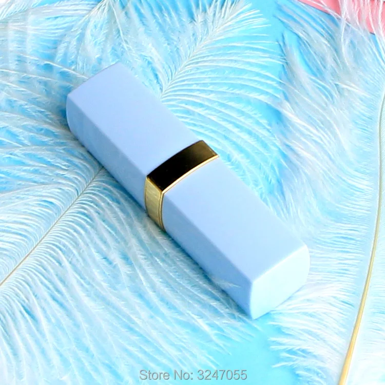 

50pcs/lot 12.1mm Plastic Empty Elegant Lip Rouge Sub Tube, DIY Elegant Blue Lipstick Packing Tube, Cosmetic Lip Containers