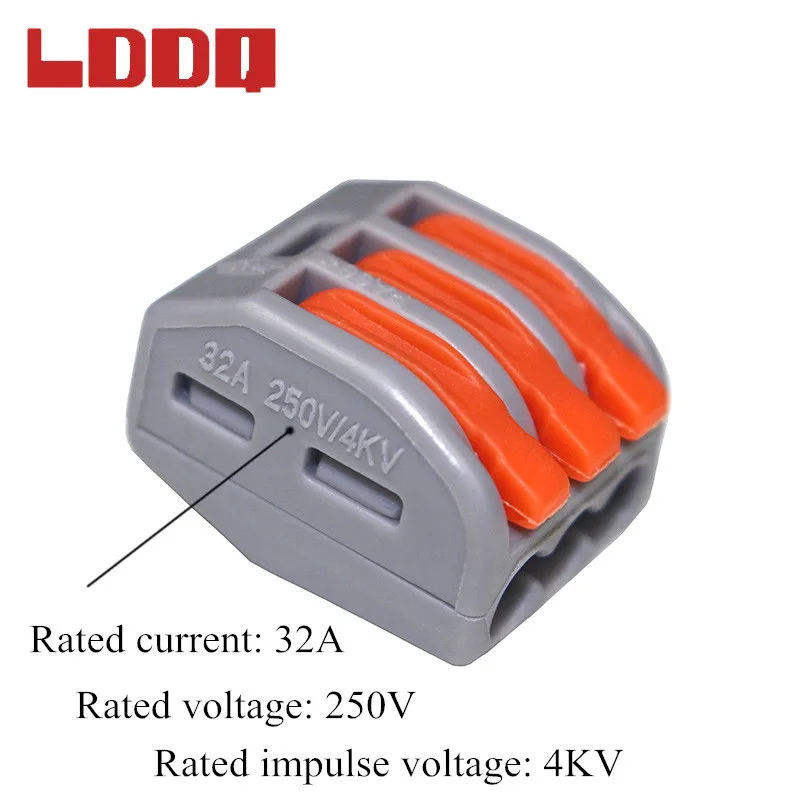 LDDQ 100PCS PCT213 Connector Universal Compact Wire Wiring Connectors 3 Pin Conductor Terminal Block Level AWG 28-12 | Обустройство