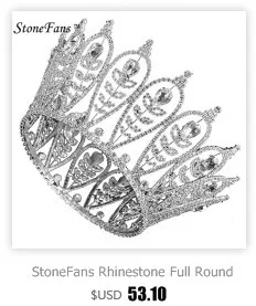 StoneFans ювелирные изделия для волос большая королева невесты Круглая Корона Свадебные цвета Круглый черный кубический цирконий Корона королевские тиары и короны
