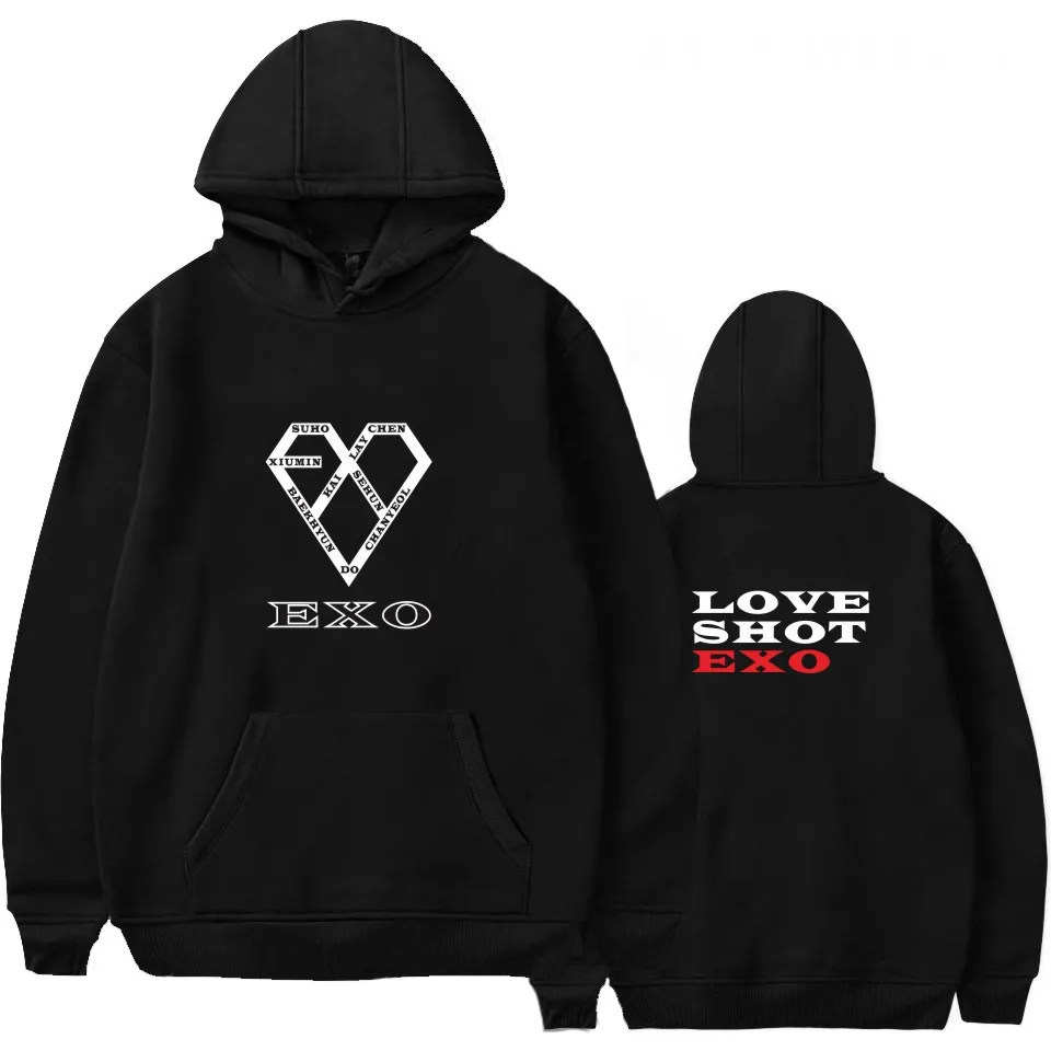 Розовые милые женские толстовки EXO Kpop осенняя Повседневная Уличная одежда в