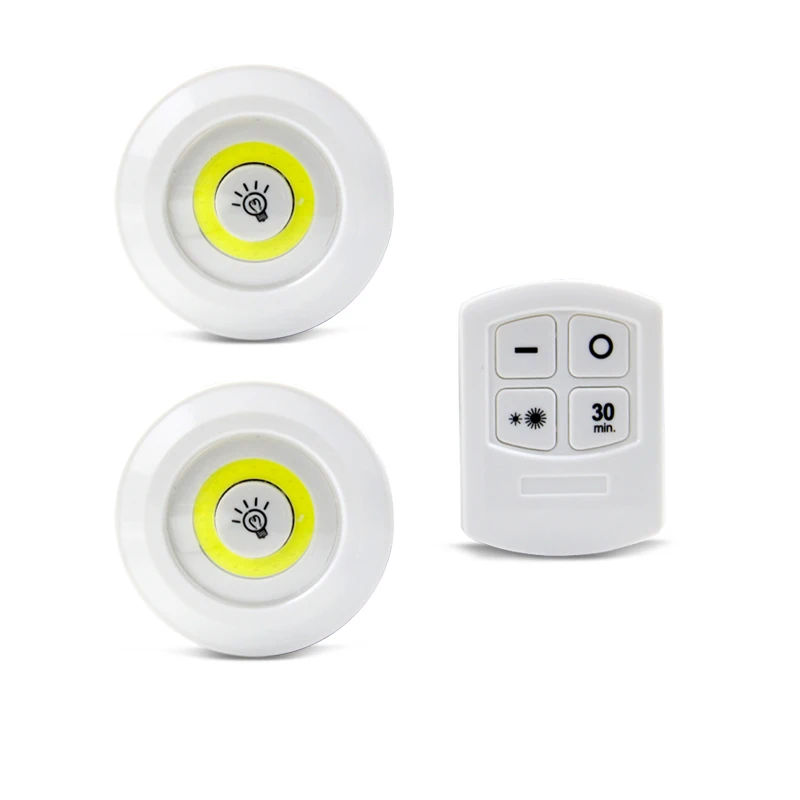 1Remote 2Lamp 3 Вт COB светодиодный ламповый светильник с пультом дистанционного управления на батарейках светодиодный светильник для шкафов светильник s для гардероба спальни Домашний Светильник ing - Испускаемый цвет: 1Remote 2Lamp