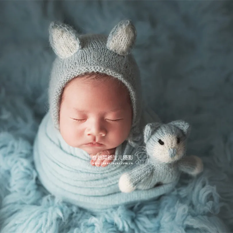 Трикотажное детское одеяло для фотосъемки новорожденных тканевый Пеленальный