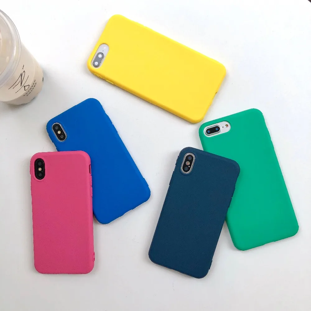 Мягкий матовый чехол ярких цветов для iPhone 11 Pro XR 6 6s Plus XS Max X 7 8 мобильный с одним