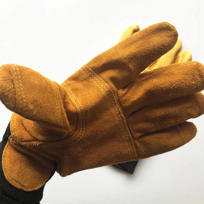 Защитные перчатки от порезов 1 пара сварочные из воловьей кожи