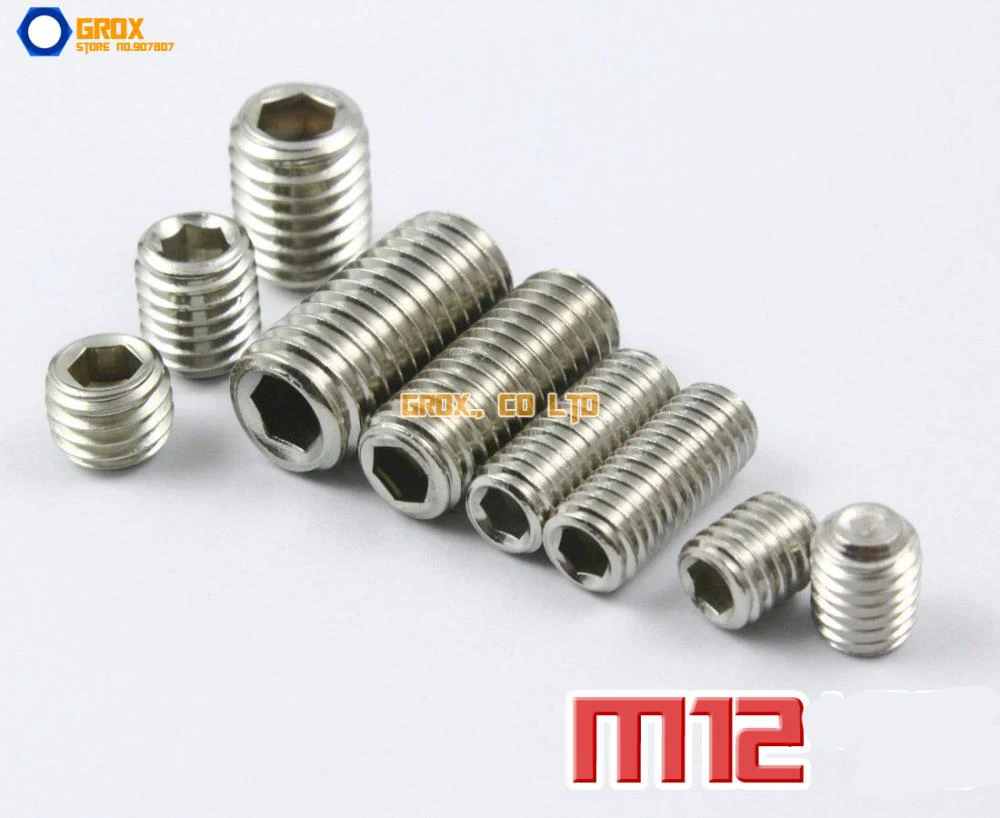 

M12 304 Stainless Steel Grub Screws Cup Point Hex Socket Set Screw
