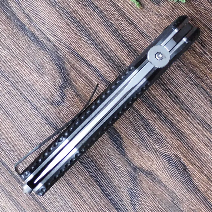 Нож складной для выживания и охоты с зубчатым лезвием из 440C стали и рукояткой из G10, твердость 58-60HRC.