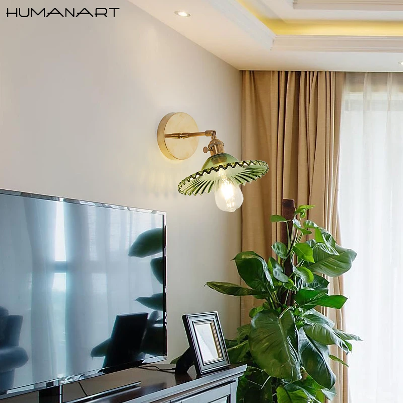 Американская стеклянная настенная ретро лампа с одной головкой креативный