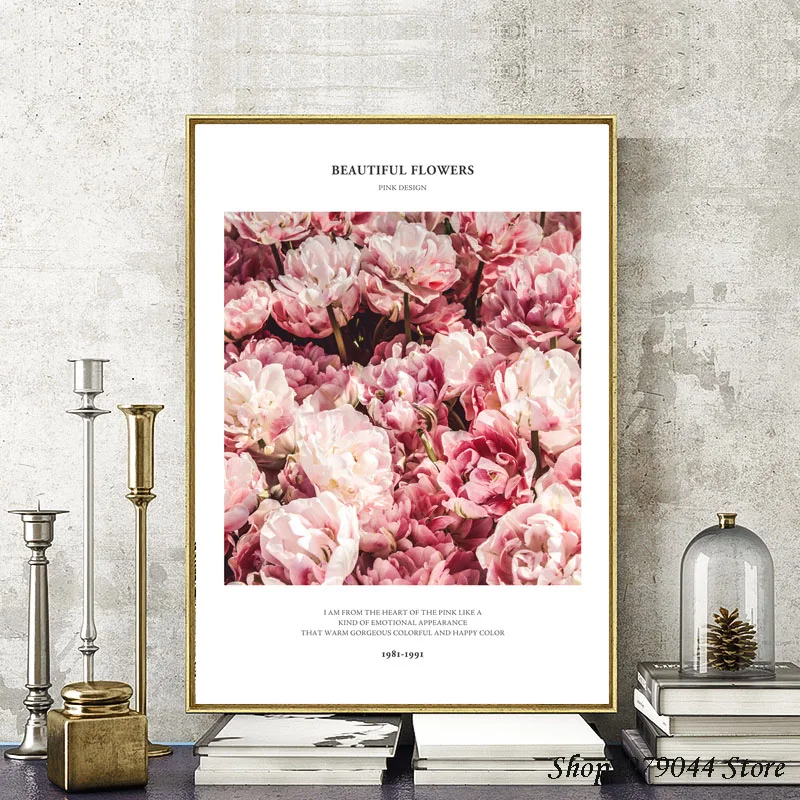 Quadros Decoracion Hogar современный цветок красная стена плакат Скандинавская Картина на