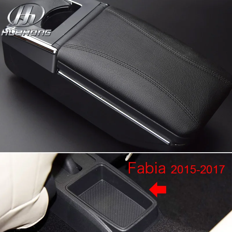 15-17 Black thread Vtear для Skoda Fabia/fabia 2 подлокотник коробка центральный магазин содержимое коробка подстаканник интерьер автомобиля-Стайлинг украшения аксессуары 08-17 - Название цвета: 15-17 Black thread