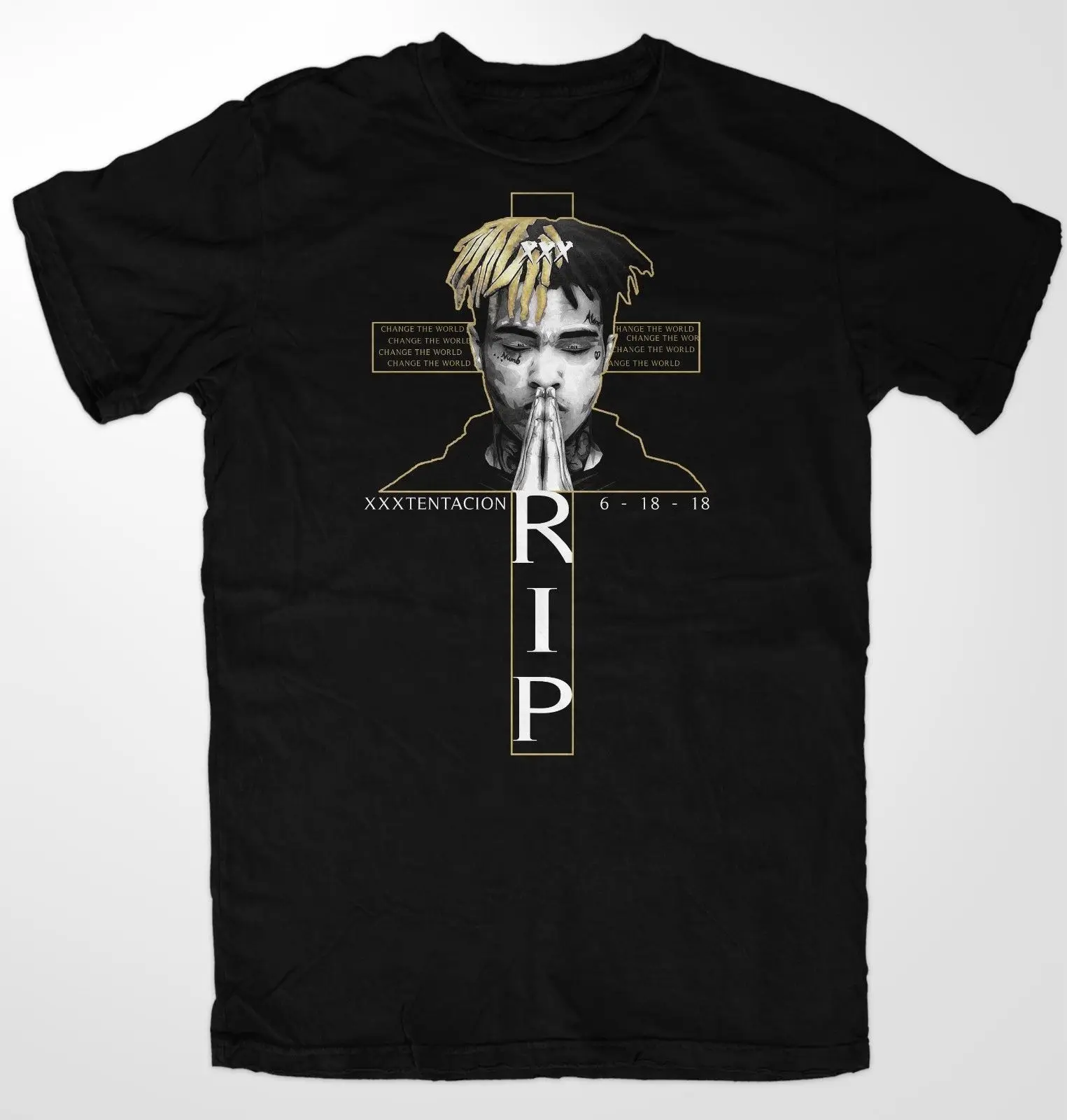 

Tentacion R.I.P Hip Hop Memorial T-shirt Men Adult T Shirt Short Sleeve Cotton Cheap Price 100 % Cotton Tee Shirts