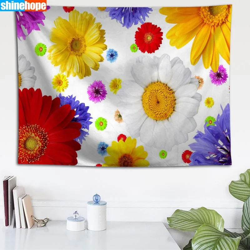 Gerbera цветы на заказ гобелен настенный гобелен Настенное подвесное одеяло спальня фермерский дом Декор богемное украшение дома - Цвет: Tapestry 9