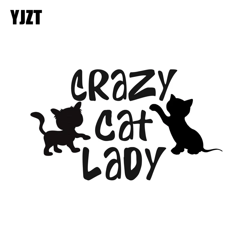 YJZT 15 2 см * 8 Виниловая наклейка для автомобиля Наклейка Crazy Cat Lady Kitten Pet черный