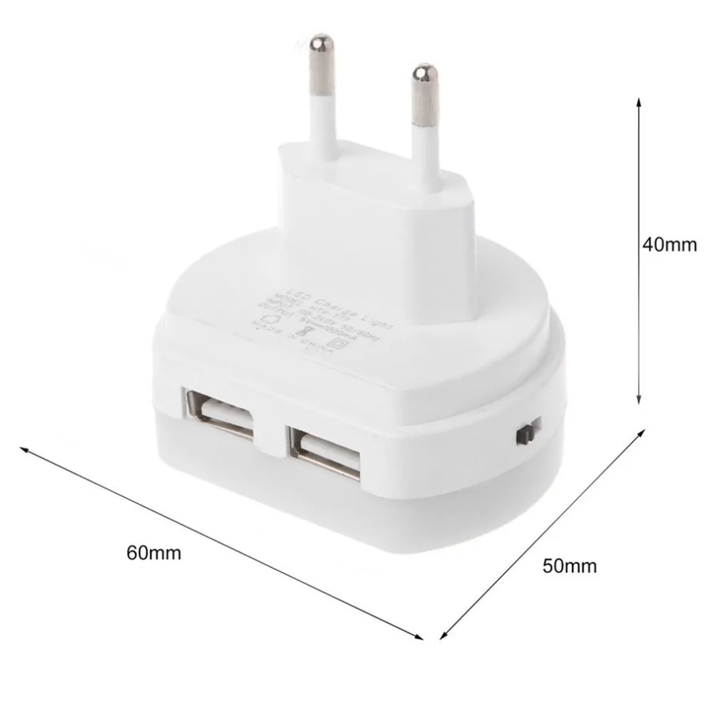 ITimo светодиодный Ночной светильник с двойным usb-портом 5 в 1 а светильник с датчиком управления, Домашний Светильник, штепсельная настенная лампа, штепсельная розетка для ЕС/США
