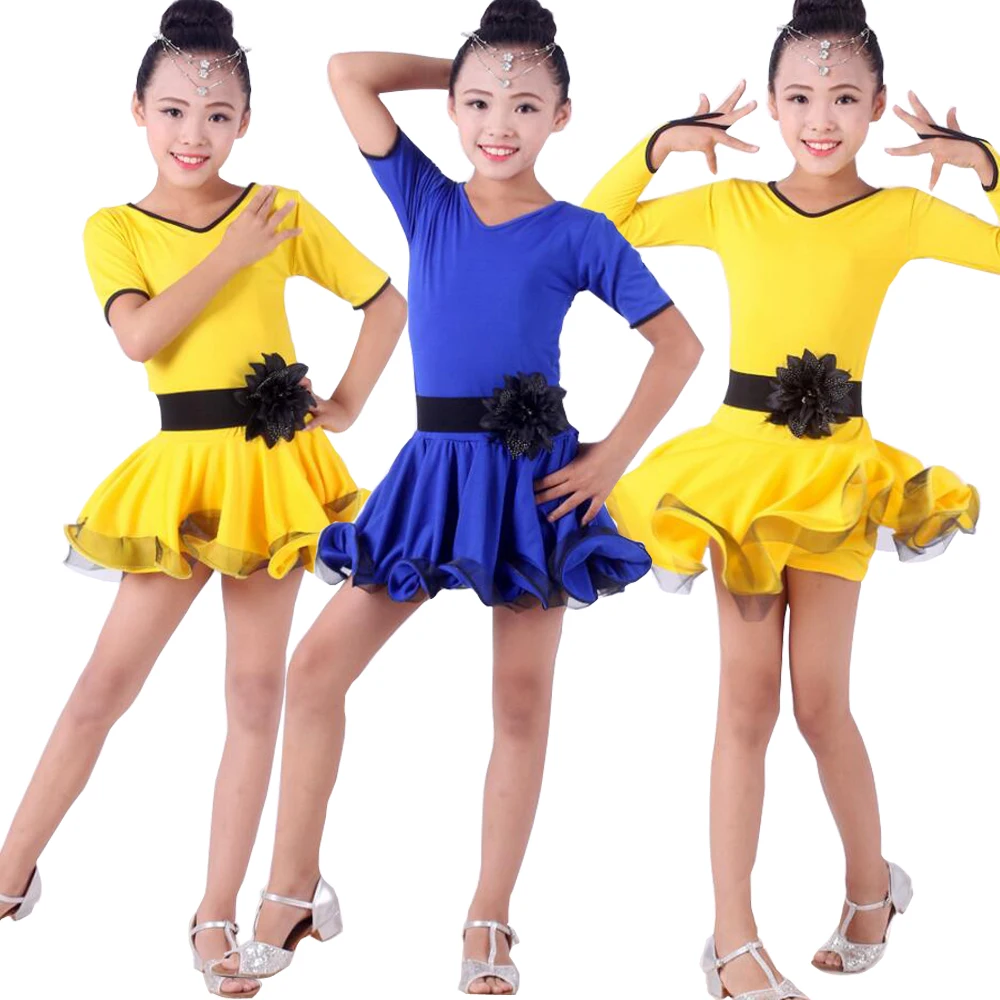 Платье для латинских танцев с длинными рукавами девочек детское нарядное платье