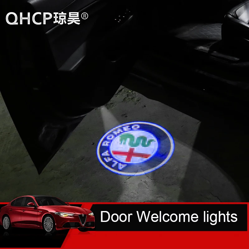 QHCP 2шт Автомобильная Дверь Добро пожаловать светильник s для Alfa Romeo Giulia Stelvio