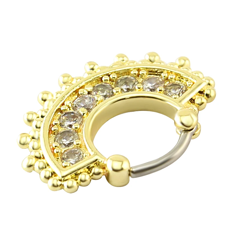Stainless Steel Gold 8 Cubic Zircon Unique Septum Ring Online Nose Hoop Jewelry Buy For Women | Украшения и аксессуары