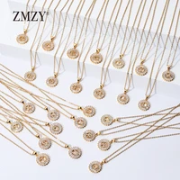 zmzy 26pcslots wholesale lots bulk mixed a z letter necklace stainless steel chain necklace cz crystal gold color pendant