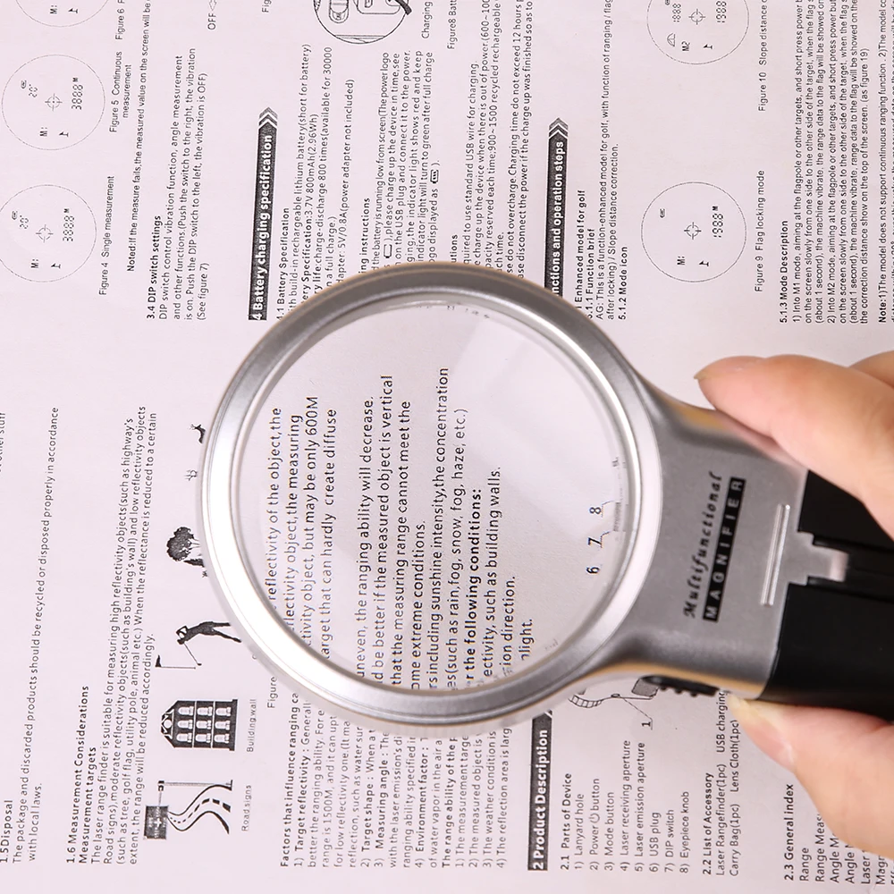 BIJIA Многофункциональный складной Desktop ручная Лупа с 2LED свет увеличительное