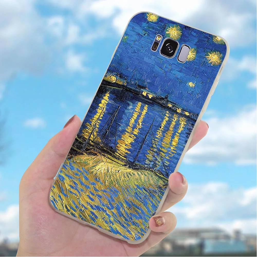 Кожаные чехлы Звездная ночь Ван Гог чехол для телефона Samsung Galaxy S10 Plus S7 Edge M10 M20 M30 S6